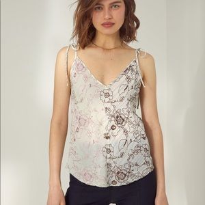 Aritzia Wilfred embroidered floral tie strap tank